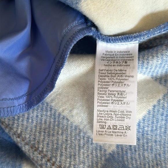 J Crew sz S navy hooded Long Line Short Jacket in white blue brown shacket VGUC - Picture 10 of 11